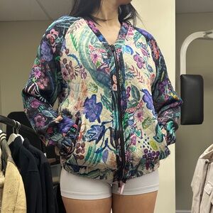 H&M Quilted Floral Bomber Jacket - Multicolor